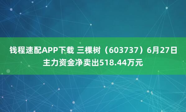 钱程速配APP下载 三棵树（603737）6月27日主力资金净卖出518.44万元